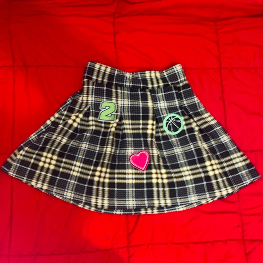 Planet Gold S stitch B&W yellow stripped skirt